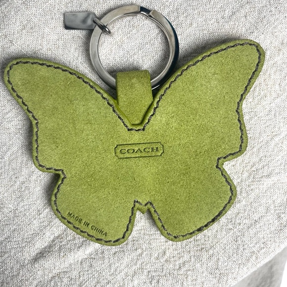 Coach Vintage Butterfly Keychain Green Suede Leather RARE - Picture 3 of 6